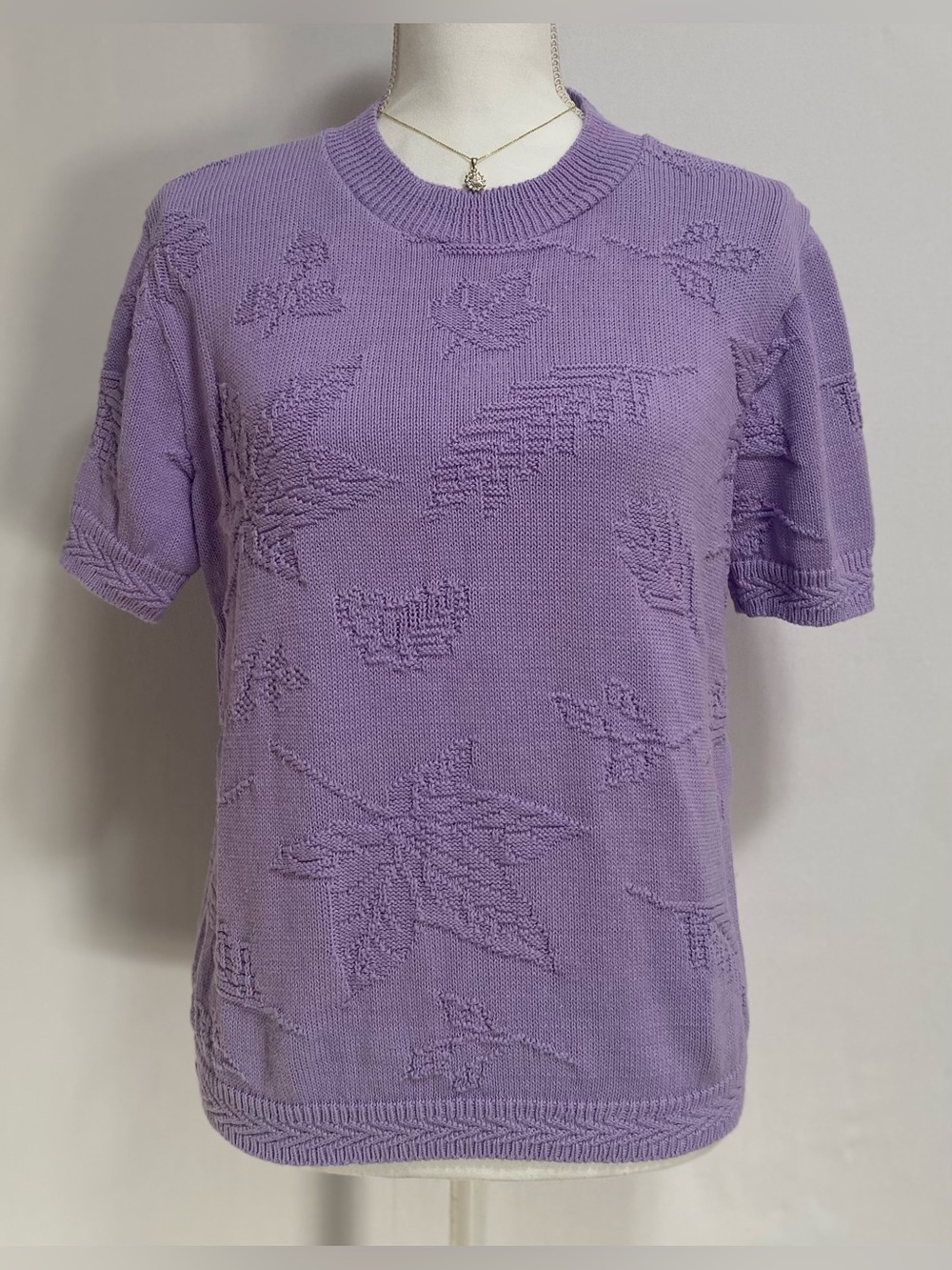 Vintage Lavender Textured Short Sleeve Top
